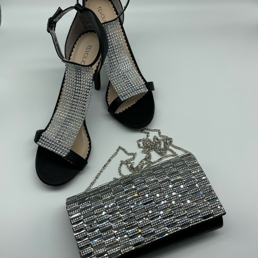 Revolio  Shoes Black w/Rinestones Pumps size 7 1/2 and HandBag
